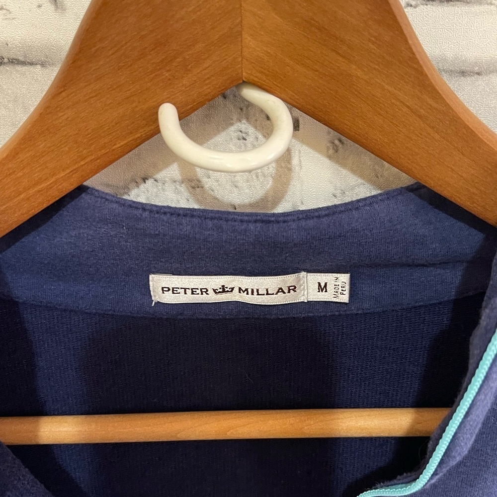 Men’s Peter Millar blue 1/4 lightweight pullover sweatshirt jacket Medium - Picture 3 of 5